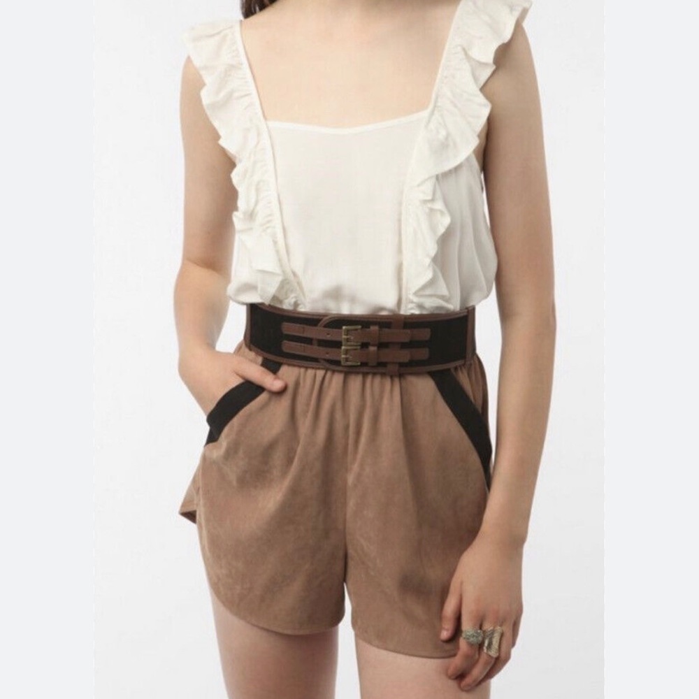 URBAN OUTFITTERS COINCIDENCE & CHANCE Women’s Ivory Brown Ultrasuede Romper XS